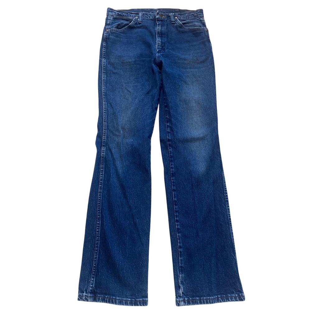 Vintage Wrangler 937STR Slim Fit Straight Leg Blue Denim Jeans Mens 33x32